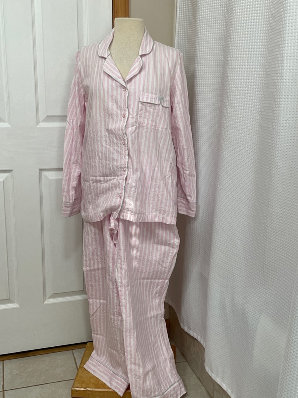 Victoria's Secret Pink and White Striped Pajama Set